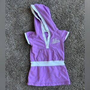 Nike Lavender Hooded Short Sleeve Dress with White Trim Size 2t